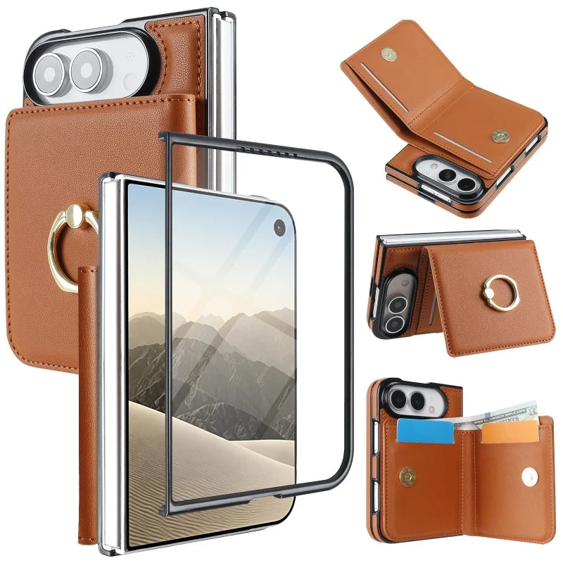 Ring Grip Leather Wallet Case for iPhone Duo, Glass Film - Product View 11