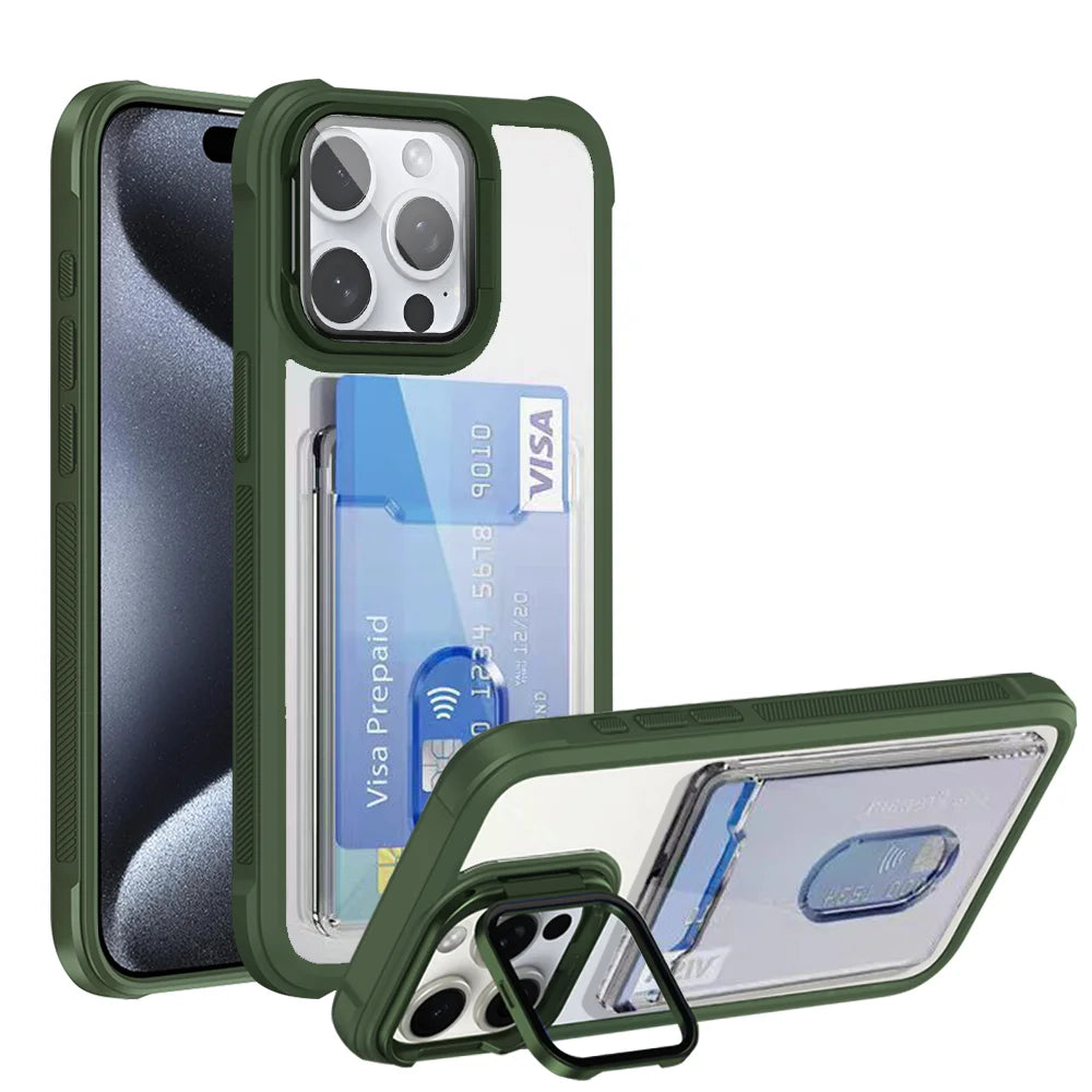 Clear Card Case iPhone 11-18, Dark Green