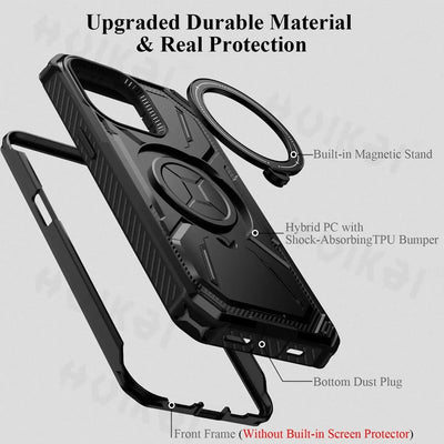 PureGuardCases Heavy Duty Kickstand iPhone Case – MagSafe Shockproof Armor Cover