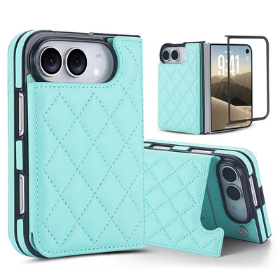 Quilted Leather Card Wallet Case for iPhone Duo, Kickstand - Product View 10