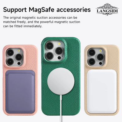 PureGuardCases Natural Cowhide Leather iPhone Case – Luxury MagSafe Magnetic Cover