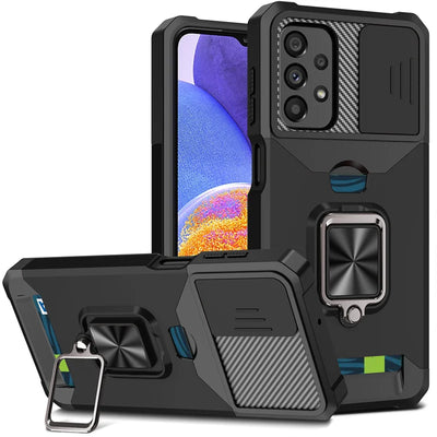 PureGuardCases Armor Ring Case with Card Holder for Samsung Galaxy
