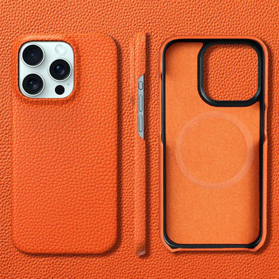 PureGuardCases Natural Cowhide Leather iPhone Case – Luxury MagSafe Magnetic Cover