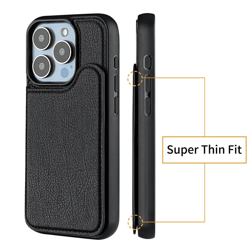 PureGuardCases Magnetic Flip Leather Wallet iPhone Case – MagSafe Protective Cover