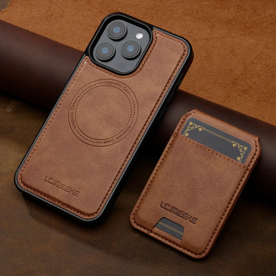 Brown 2-in-1 detachable MagSafe leather flip wallet case for iPhone 18, 17, 17e, Air, 16e, 16-11 and SE series