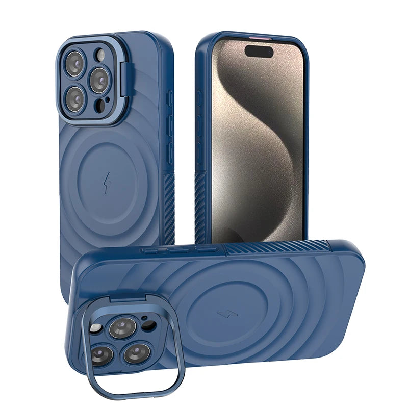 PureGuardCases Ripple Matte Armor iPhone Case – MagSafe Camera Stand Protective Cover