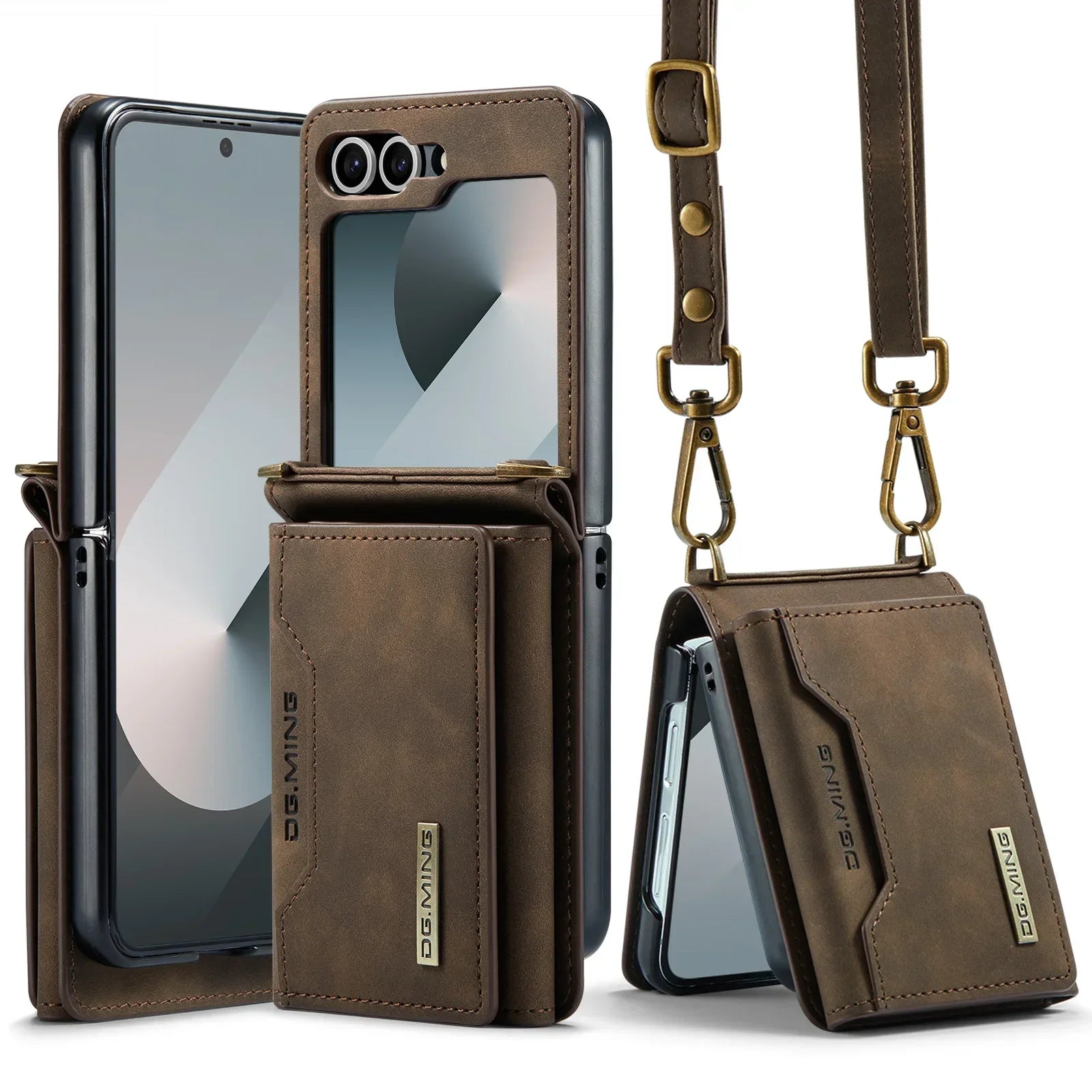 PureGuardCases Crossbody Leather Wallet Case for Samsung Galaxy Z Flip