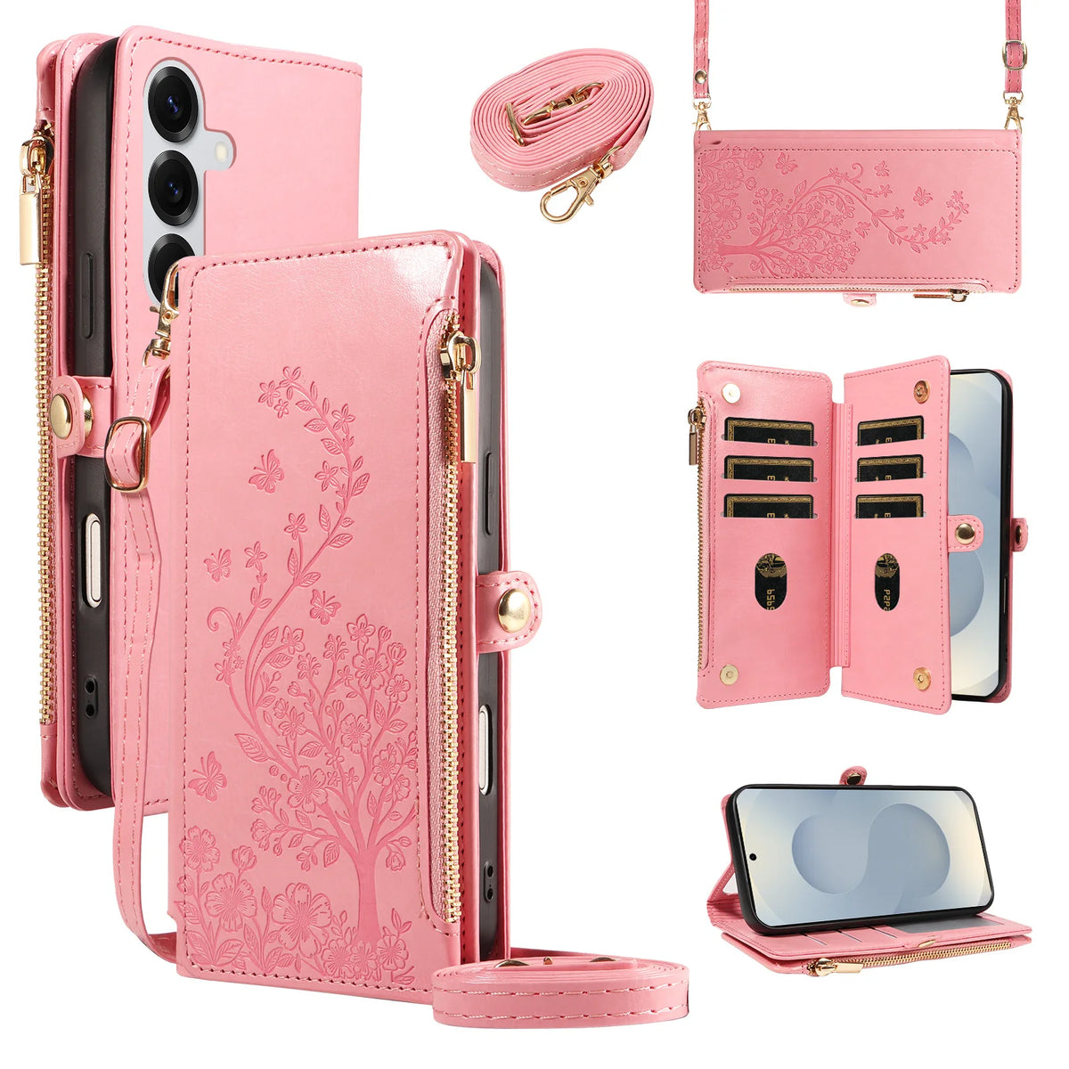 Tree Zipper Case Galaxy S9-S26, Pink