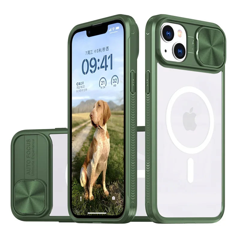 PureGuardCases Slide Camera Lens Acrylic iPhone Case – MagSafe Magnetic Cover