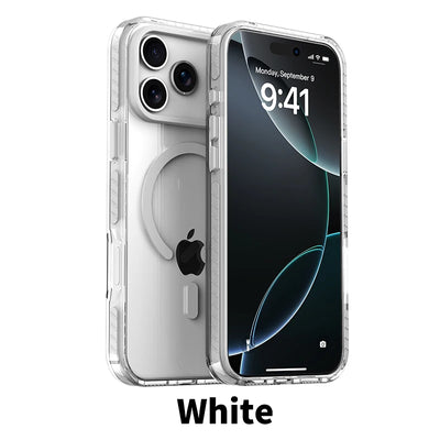 PureGuardCases Luxury PE Striped Clear iPhone Case – MagSafe Magnetic Cover