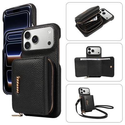 PureGuardCases Crossbody PU Leather Wallet iPhone Case – Card Holder Stand Protective Cover