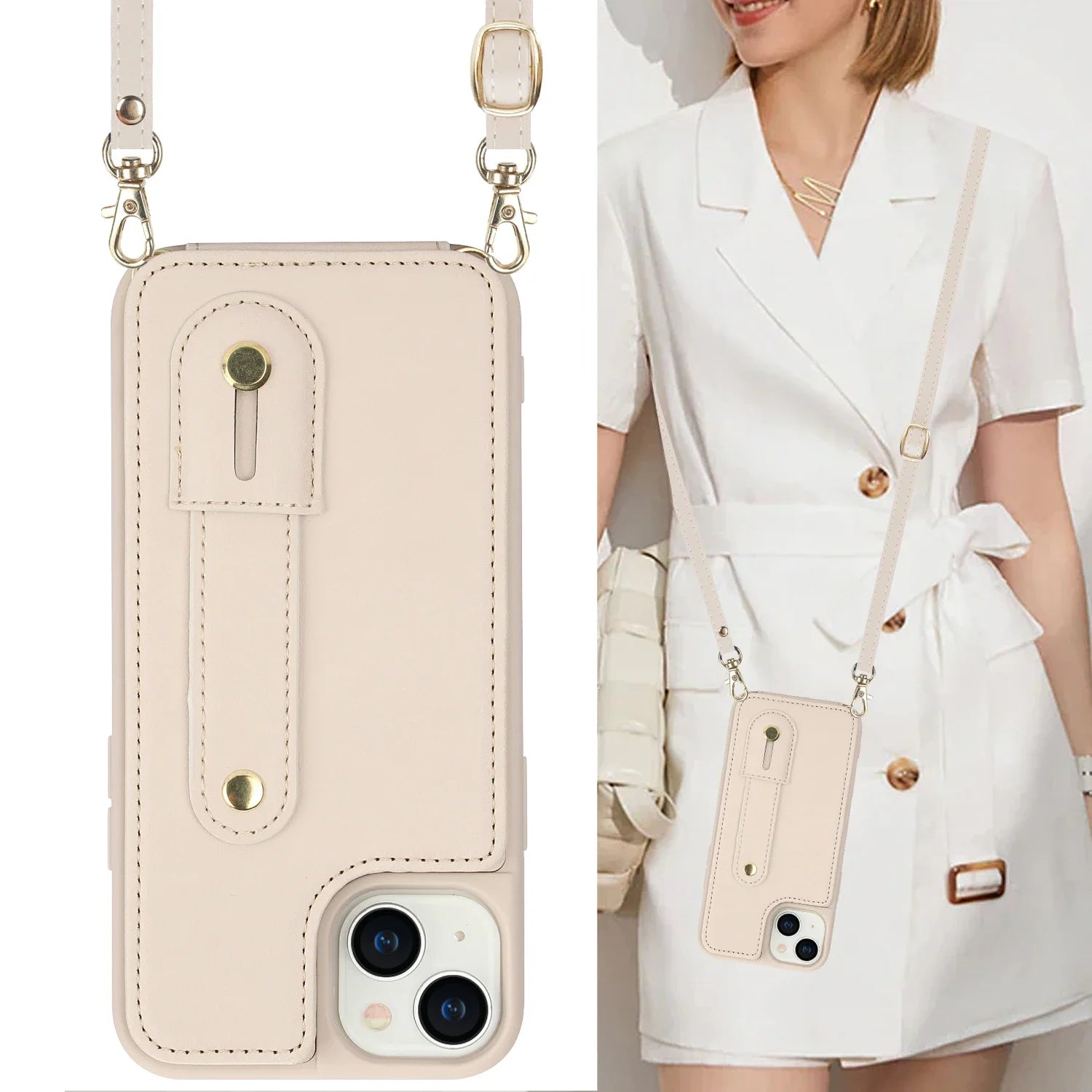 PureGuardCases Crossbody Wallet Leather iPhone Case – Wrist Strap Card Holder Cover