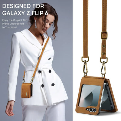 PureGuardCases Crossbody Leather Wallet Case for Samsung Galaxy Z Flip