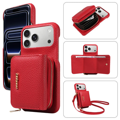 PureGuardCases Crossbody PU Leather Wallet iPhone Case – Card Holder Stand Protective Cover