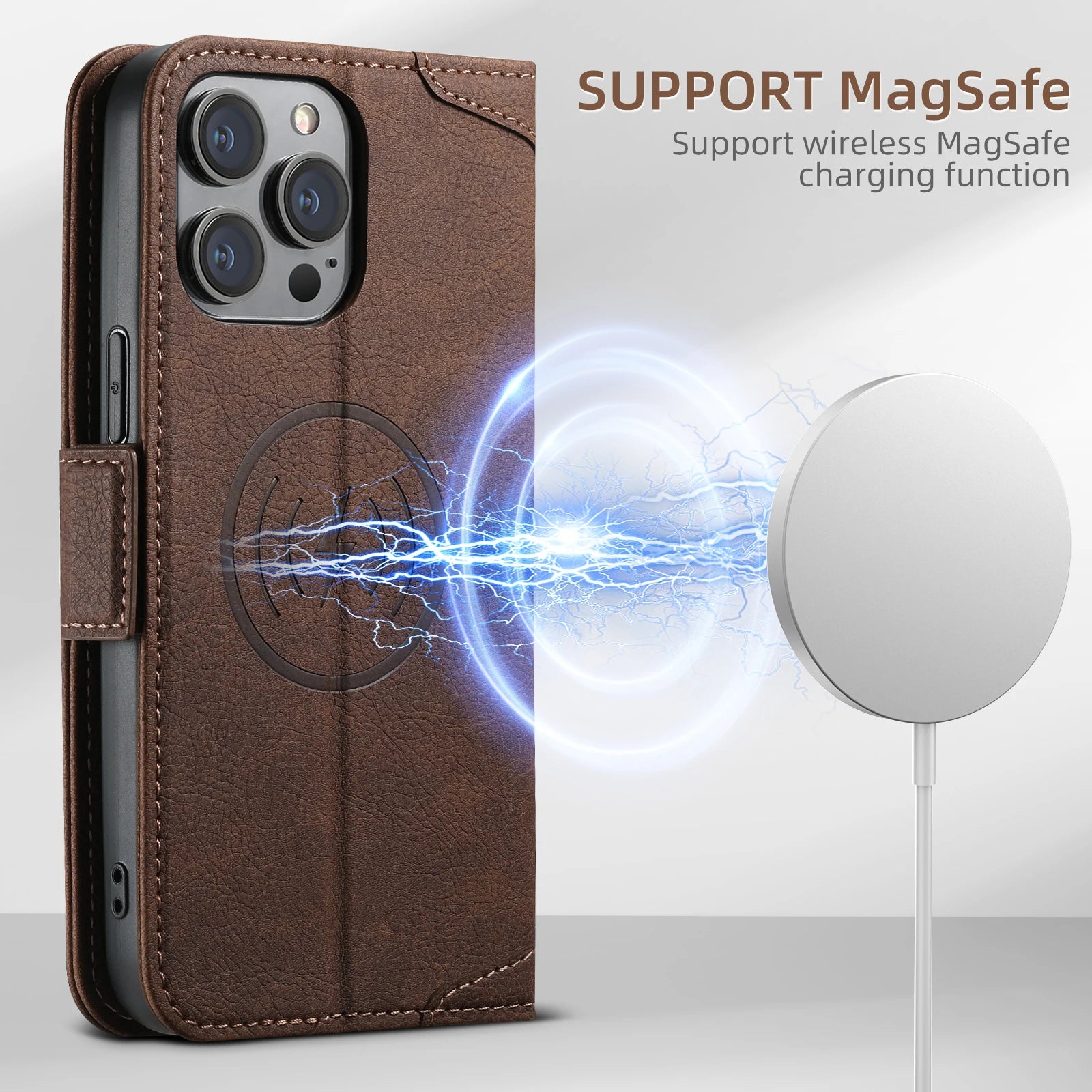PureGuardCases Card Holder Wallet Flip iPhone Case – MagSafe Magnetic Cover