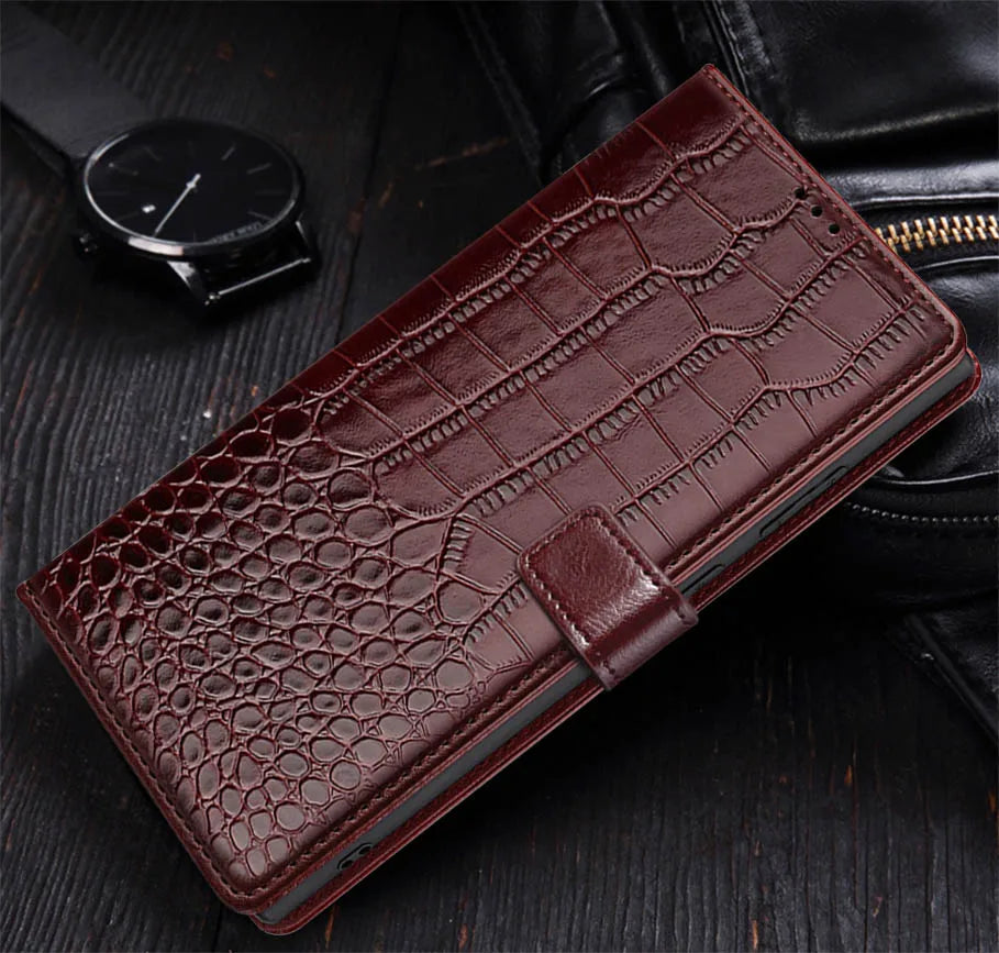 Crocodile Wallet Case Galaxy S22-S26, Brown