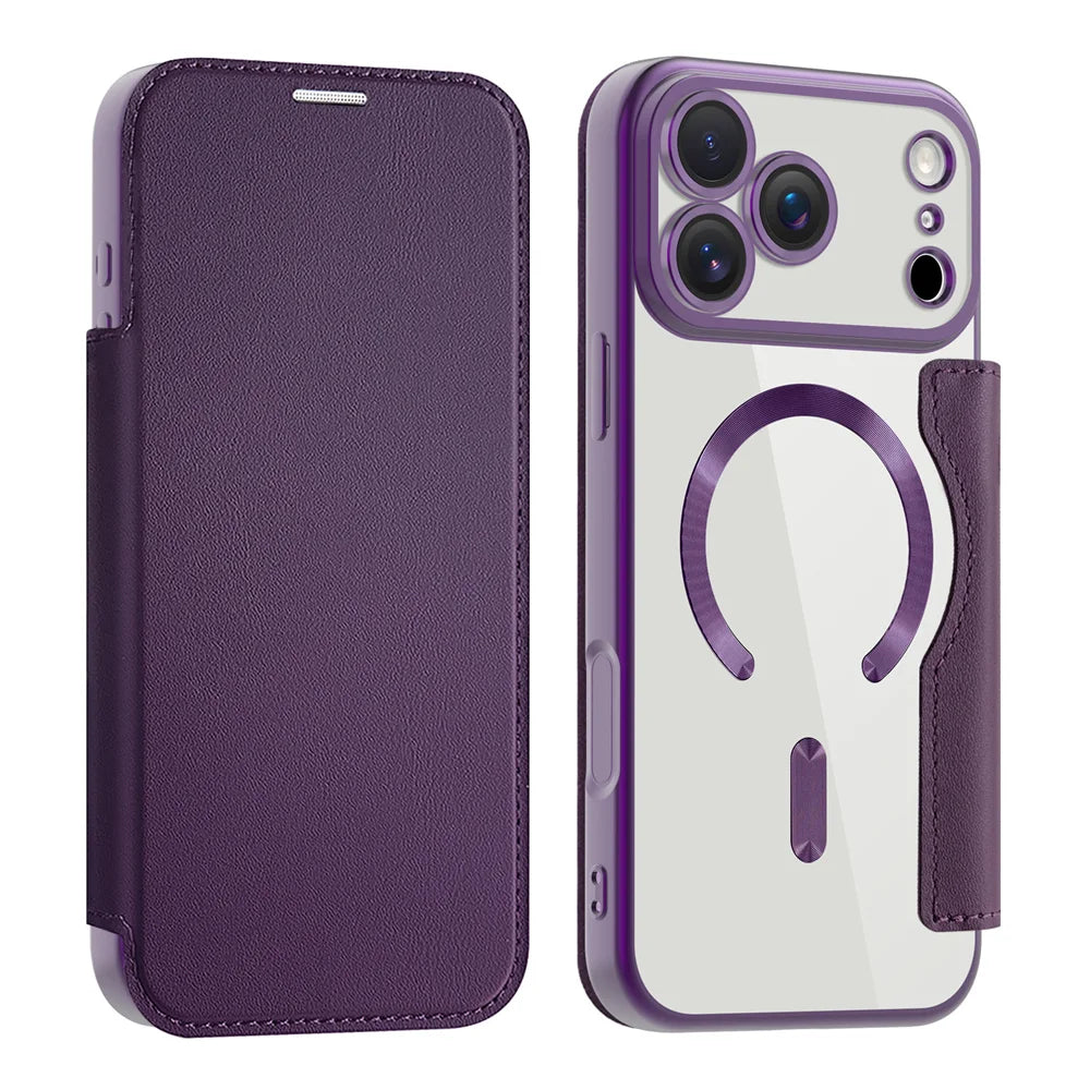 Clear Flip MagSafe Case iPhone 11-18, Dark Purple