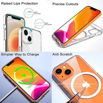 PureGuardCases Clear Magnetic Kickstand iPhone Case – MagSafe Shockproof Cover