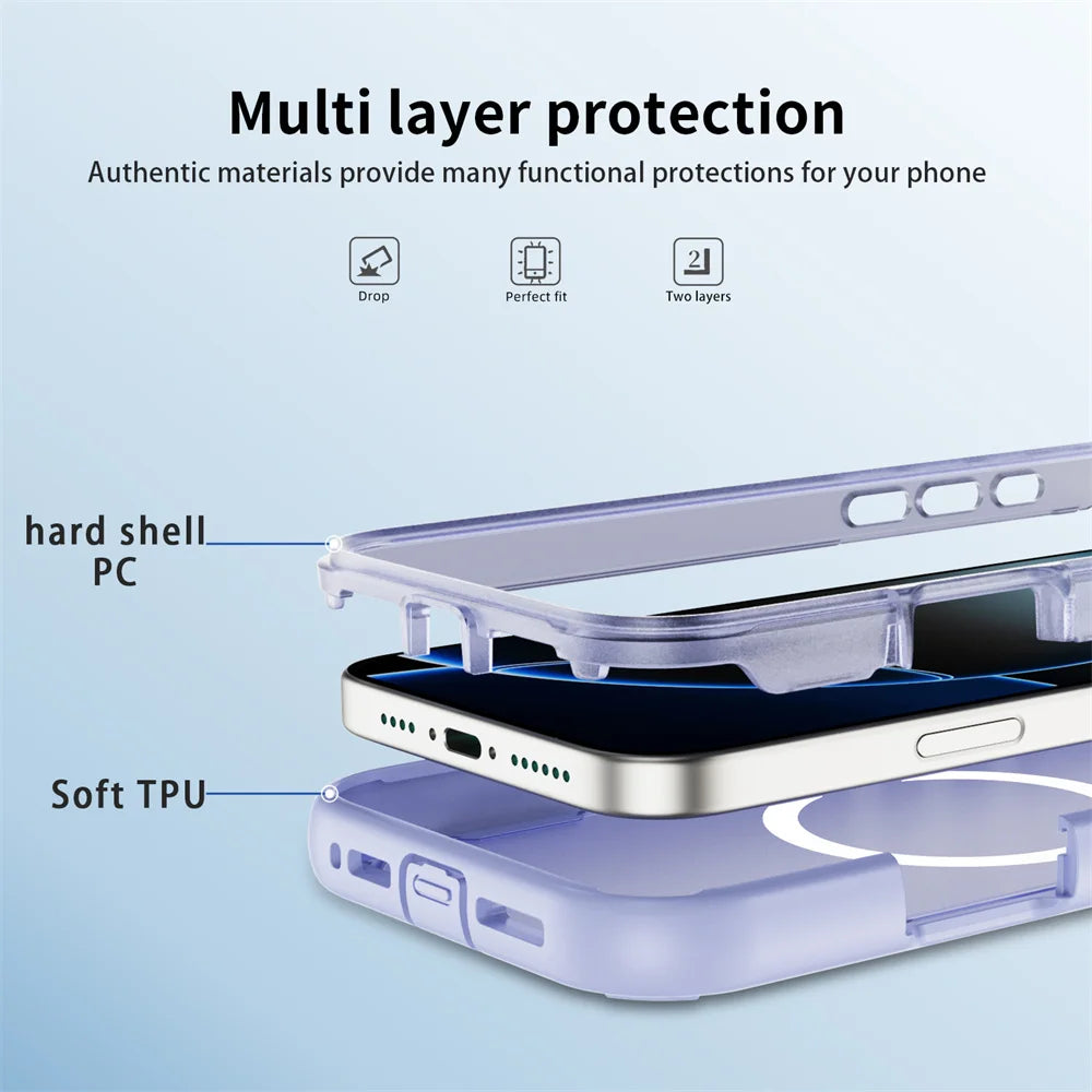 PureGuardCases Dual Armor Lens Stand iPhone Case – MagSafe Shockproof Cover