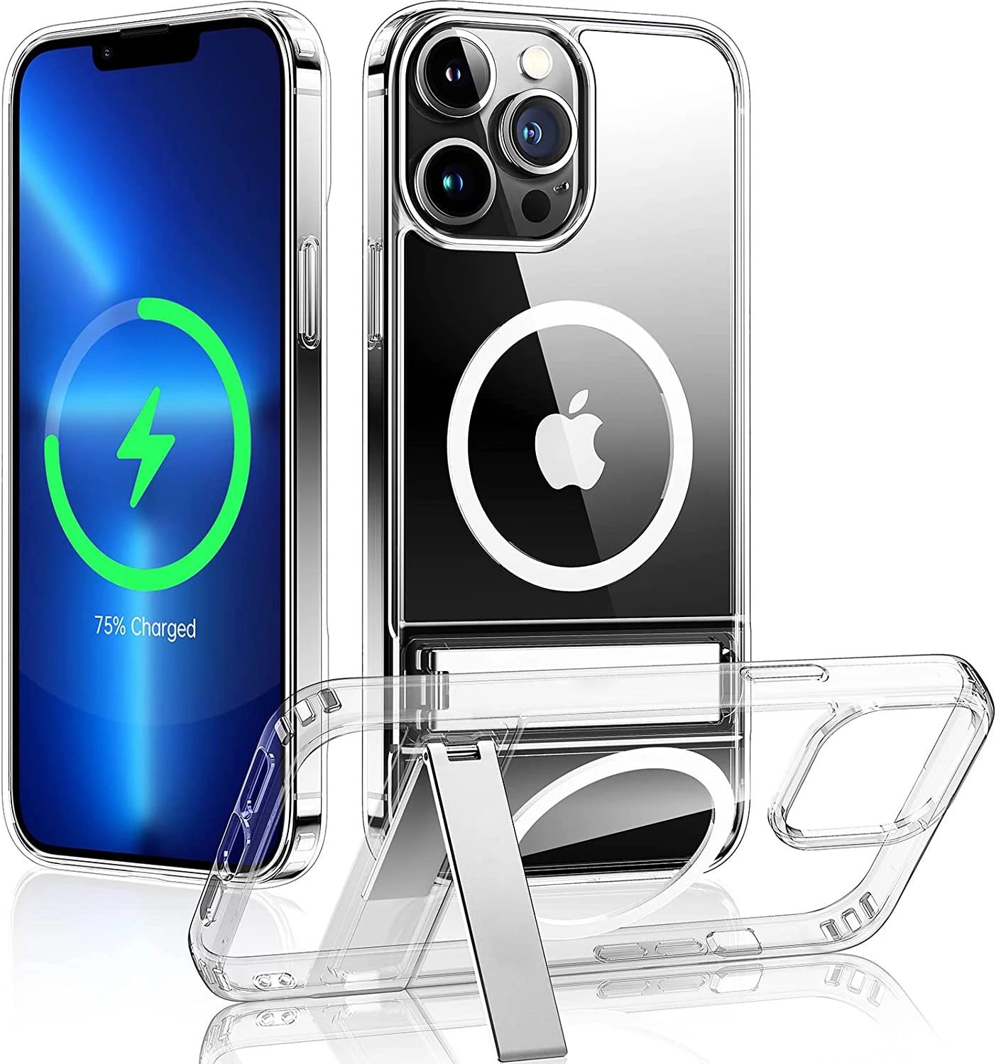 PureGuardCases Clear Magnetic Kickstand iPhone Case – MagSafe Shockproof Cover