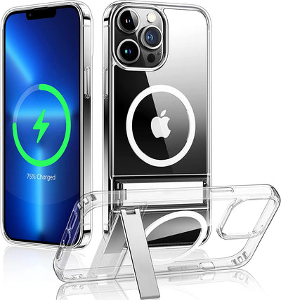 PureGuardCases Clear Magnetic Kickstand iPhone Case – MagSafe Shockproof Cover