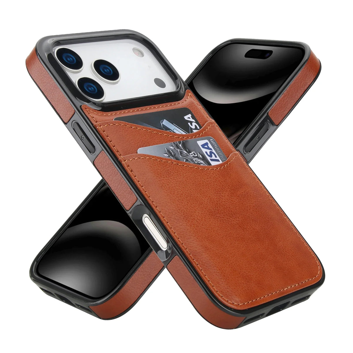 Card Slot Wallet Case iPhone 11-18, front & back