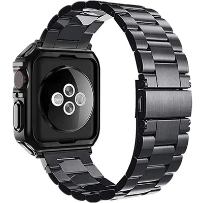 PureGuardCases Stainless Steel Band with TPU Case for Apple Watch