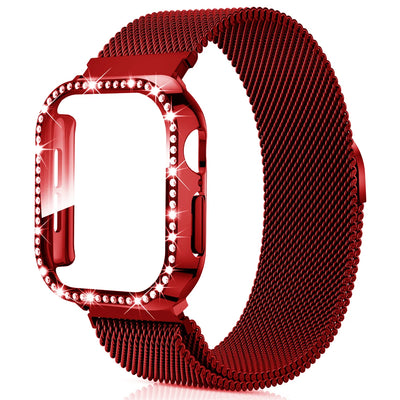 PureGuardCases Milanese Magnetic Band with Diamond Case for Apple Watch