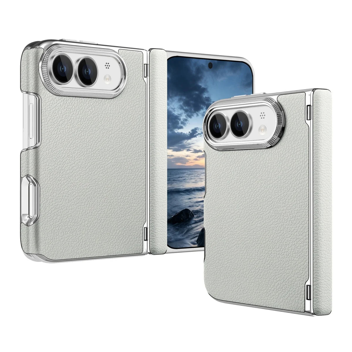 Lychee Leather Hinge Case for iPhone Duo, Magnetic Axle - Product View 10