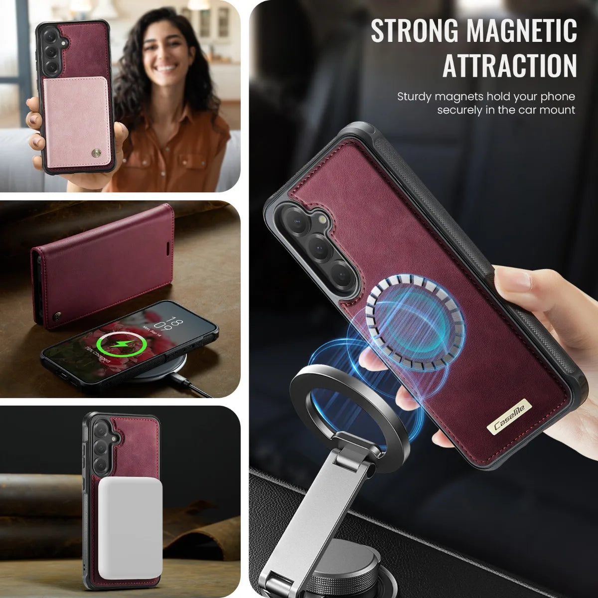 2-in-1 Detachable MagSafe Leather Wallet Case for Samsung Galaxy S & A - image 4