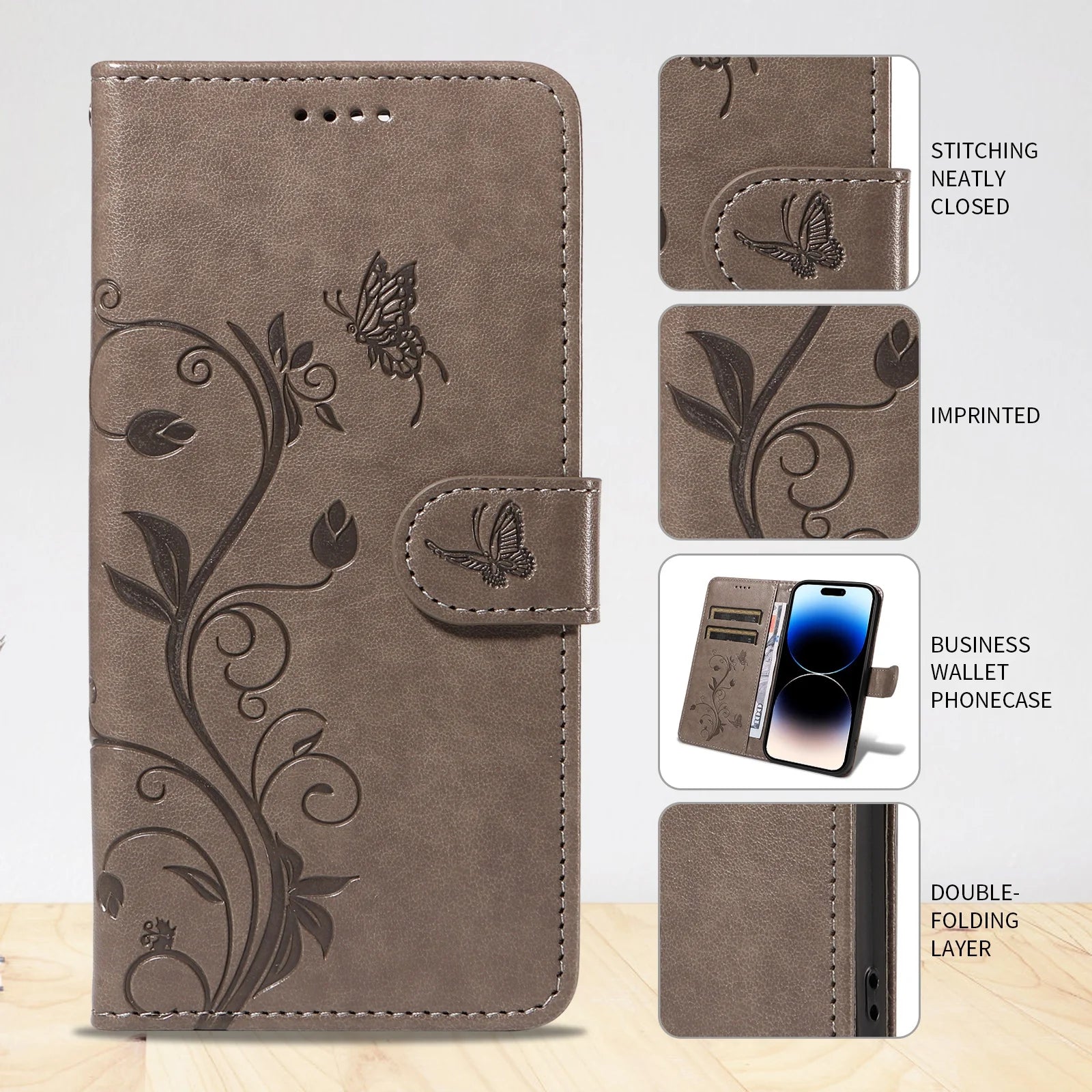 Luxury Butterfly Flower Vine Flip Leather Wallet Case For Samsung Galaxy A06 A16 A26 A36 A56 A05 A05S A15 A25 A35 A55 5G A07 A17