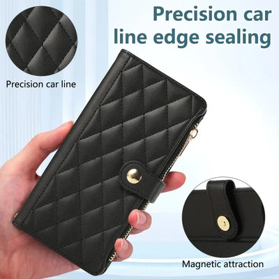 PureGuardCases Crossbody Wrist Strap Leather iPhone Case – Wallet Card Holder Cover