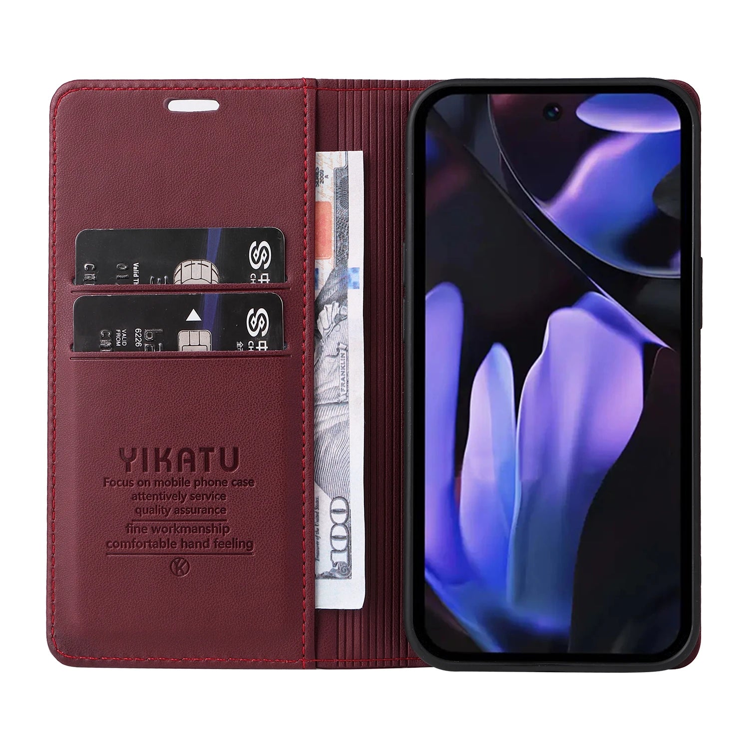 PureGuardCases Magnetic Leather Wallet Case for Google Pixel