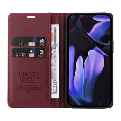 PureGuardCases Magnetic Leather Wallet Case for Google Pixel