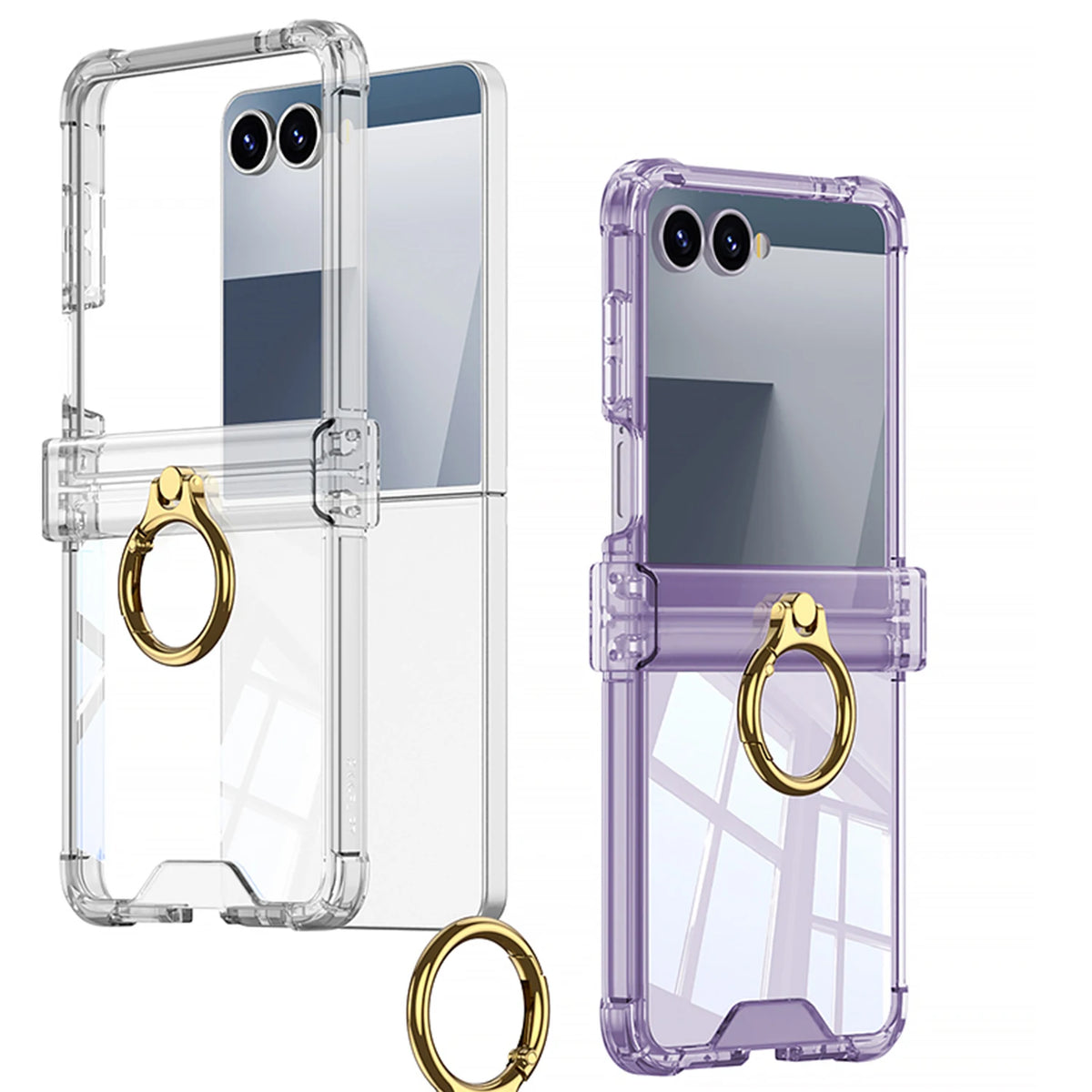 Clear ring holder hinge protection case for Samsung Galaxy Z Flip 7 FE, 7, 6 and 5