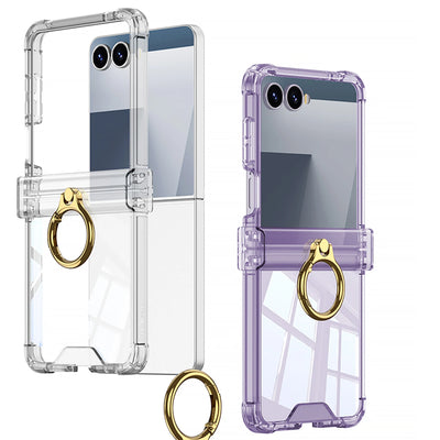 Clear ring holder hinge protection case for Samsung Galaxy Z Flip 7 FE, 7, 6 and 5
