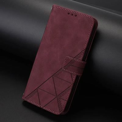 Skin-Feel Wallet Case Galaxy S20-S26, Wine Red