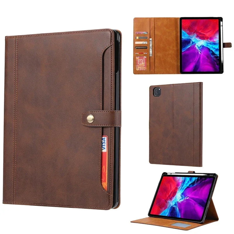 PureGuardCases Luxury Leather Wallet Case for iPad