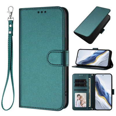Lanyard Flip Wallet Case iPhone 11-18, Dark Green