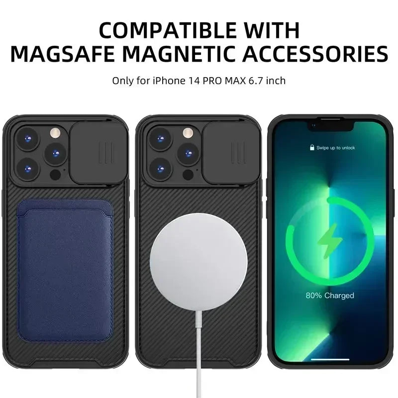 PureGuardCases Slide Camera Lens Magnetic iPhone Case – MagSafe Silicone Cover