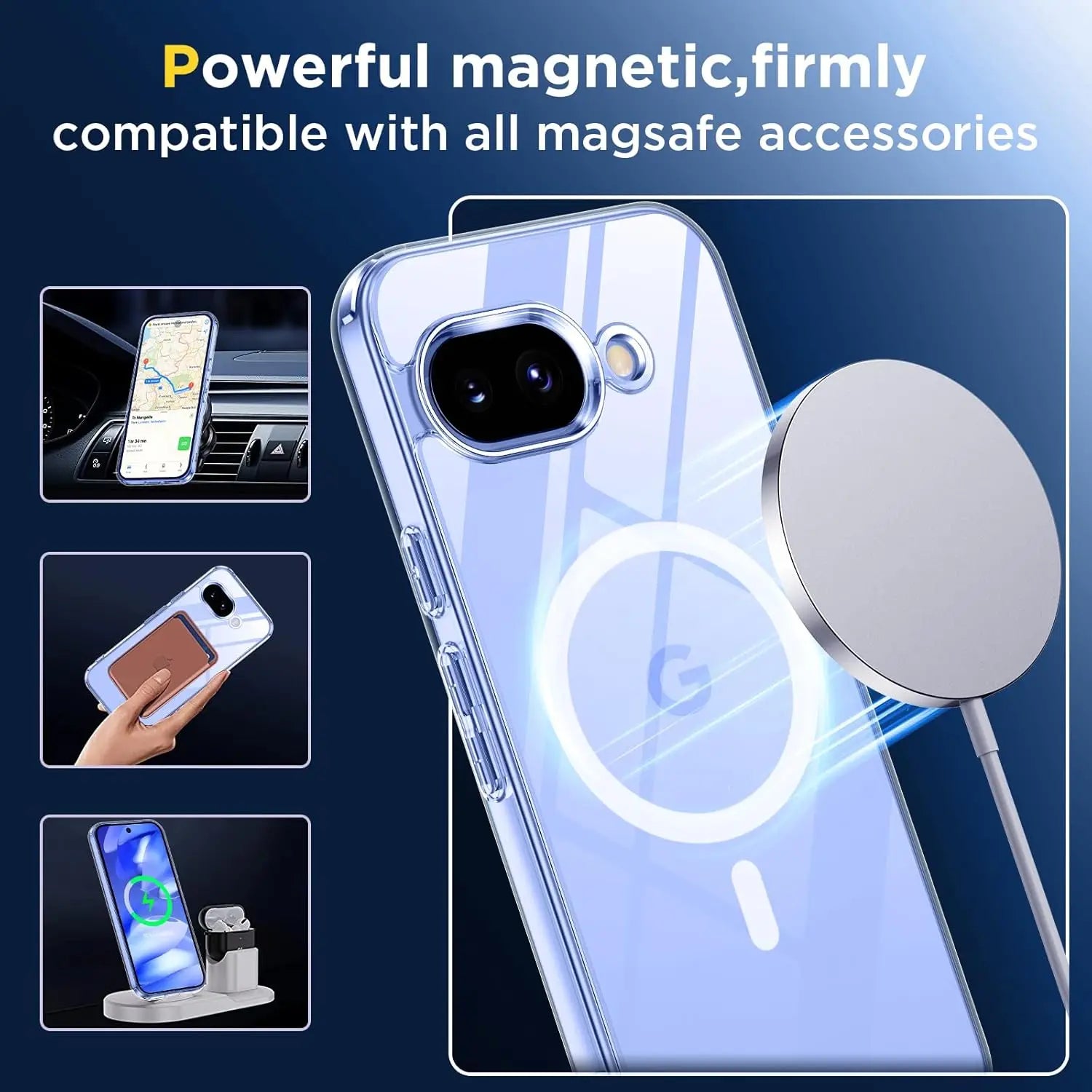 PureGuardCases Clear Magnetic Case for Google Pixel