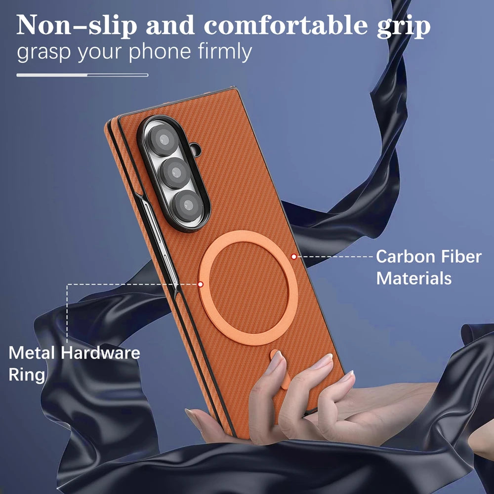 PureGuardCases Carbon Fiber Magnetic Case for Samsung Galaxy Z Fold