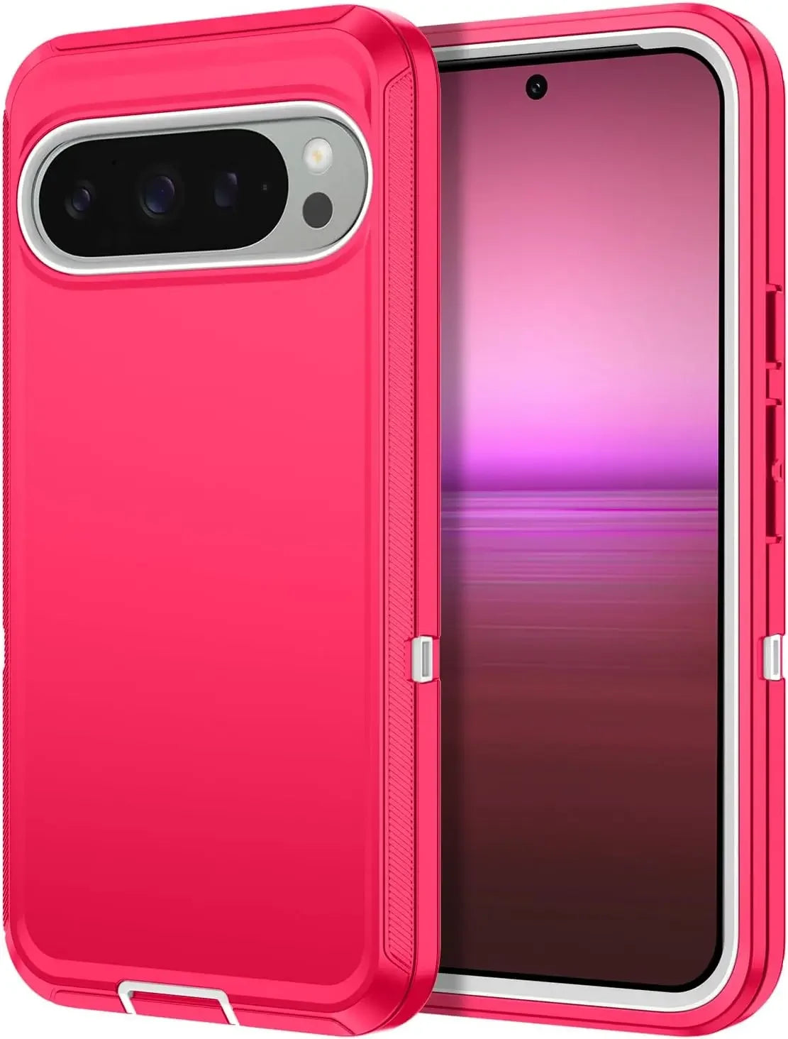 3-Layer Rugged Case Pixel 8-11, Pink-White