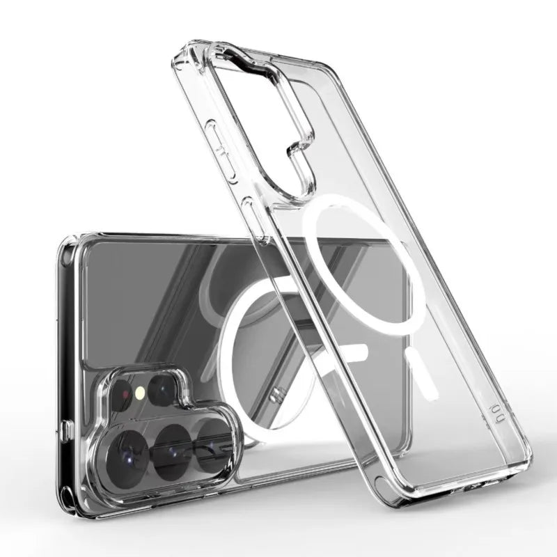 Clear Magnetic Armor Case Galaxy S20-S26, MagSafe ring
