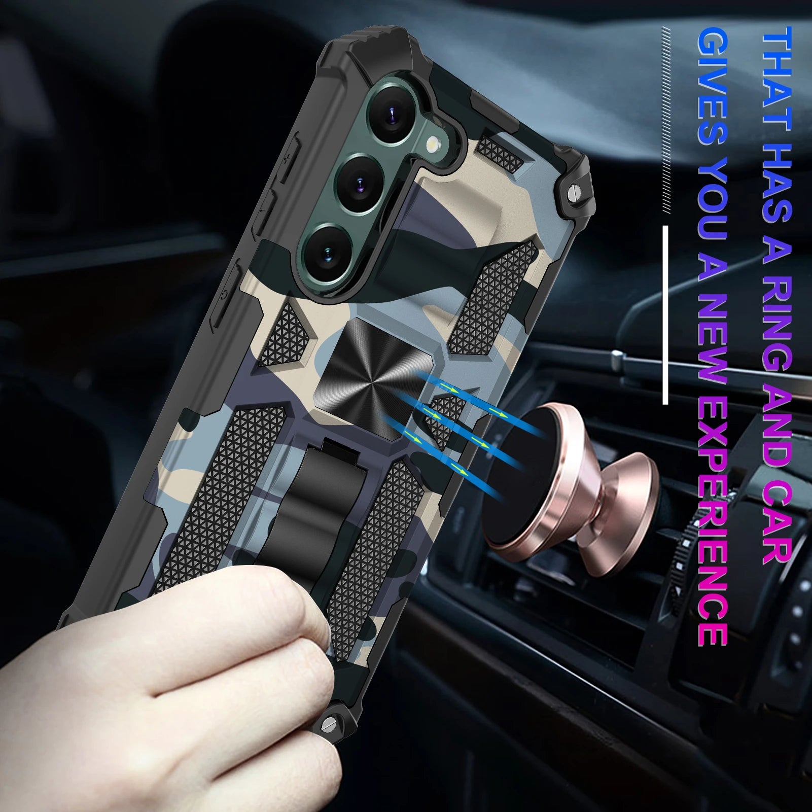 PureGuardCases Camouflage Armor Kickstand Case for Samsung Galaxy