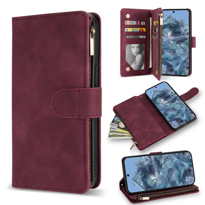 PureGuardCases Zipper Leather Wallet Case for Google Pixel