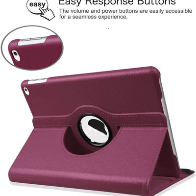 PureGuardCases 360° Rotating Leather Stand Case for iPad