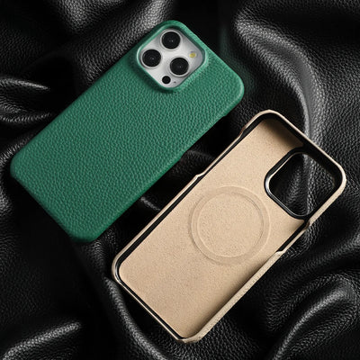 PureGuardCases Natural Cowhide Leather iPhone Case – Luxury MagSafe Magnetic Cover