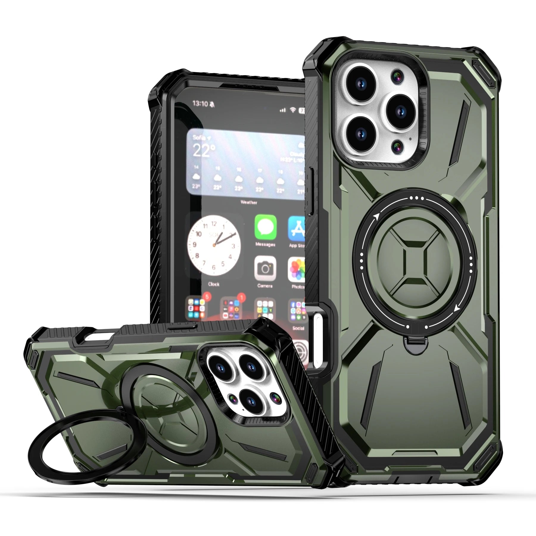 PureGuardCases Heavy Duty Kickstand iPhone Case – MagSafe Shockproof Armor Cover