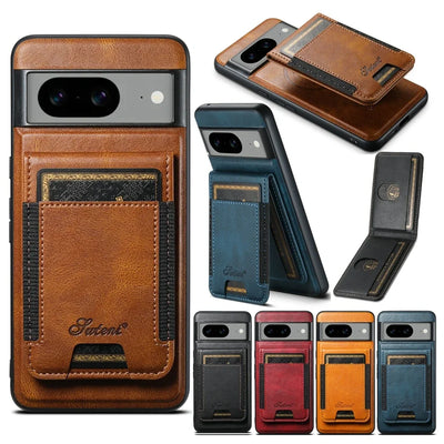 PureGuardCases Oil Wax Leather MagSafe Wallet Case for Google Pixel